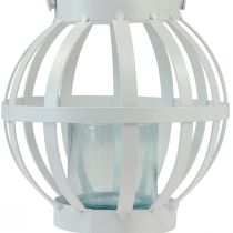 Prodotto Lanterna da giardino lanterna in vetro metallo da appendere bianco Ø18,5 cm