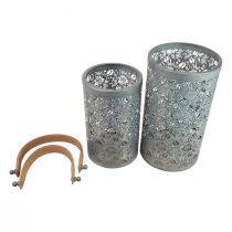 Prodotto Lanterna da giardino con manico in metallo grigio H30,5/25 cm, set da 2