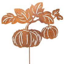 Prodotto Paletto da giardino con motivo a zucca, decorazione in metallo, finitura ruggine, 100 cm