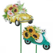 Auto da giardino con palo, patente di guida per decorazioni regalo L24/24,5 cm 16 pezzi