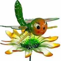 Tappo decorativo farfalla e fiore con molle in metallo verde, arancione H70cm