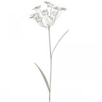 Spina da giardino fiore, decorazione da giardino, spina per piante in metallo shabby chic bianco, argento L52cm Ø10cm 2pz