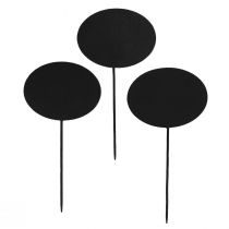 Prodotto Paletto da giardino in legno ovale nero 19 cm 12 pezzi