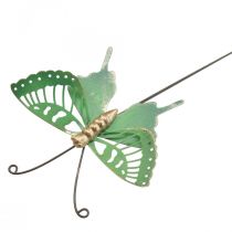 Paletto da Giardino Farfalla in Metallo Verde Oro 12x10/46cm