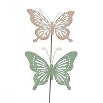 Picchetto in metallo farfalla rosa verde 10,5x8,5 cm 4 pezzi