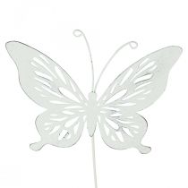 Paletti da giardino metallo farfalla bianco 14×12,5/52cm 2pz