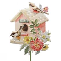 Pali da giardino uccelli in metallo, picchetti per piante decorazione casetta per uccelli 76,5 cm