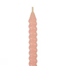 Prodotto Candele intrecciate candele a spirale rosa chiaro Ø1,4 cm H18 cm 4 pezzi