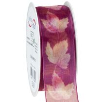 Prodotto Nastro regalo foglie d&#39;acero nastro viola autunno 40mm 15m