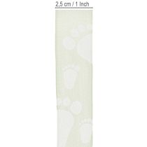 Prodotto Nastro regalo decorazione piedini bambino battesimo verde 25mm 16m