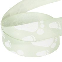 Prodotto Nastro regalo per battesimo decorazione Piedini di neonato Verde 25 mm, 16 m