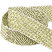 Prodotto Nastro regalo motivo a spina di pesce nastro decorativo bianco verde 25 mm 15 m