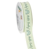 Prodotto Nastro regalo Hello Baby, nastro decorativo verde, 25 mm, 16 m