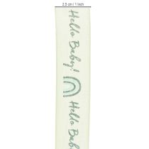 Prodotto Nastro regalo Hello Baby, nastro decorativo verde, 25 mm, 16 m