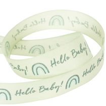 Prodotto Nastro regalo "Hello Baby", nastro decorativo per battesimo, verde, 25 mm, 16 m