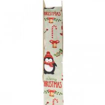 Nastro regalo Merry Christmas pinguini Nastro di Natale 25mm 8m