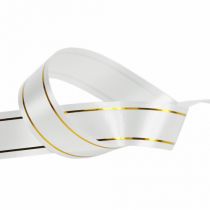 Prodotto Nastro regalo 2 strisce dorate su bianco 19 mm 100 m