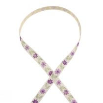 Prodotto Nastro regalo fiori nastro di cotone viola bianco 15 mm 20 m