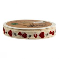Prodotto Nastro regalo cuori nastro decorativo in cotone 15mm 20m