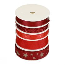 Nastri regalo con fiocchi rossi assortiti 2,5×300 cm 5 pezzi