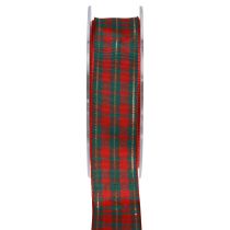 Prodotto Nastro regalo nastro in tessuto a quadretti rosso verde scozzese 25mm 20m