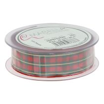 Prodotto Nastro regalo nastro in tessuto a quadretti rosso verde scozzese 25mm 20m