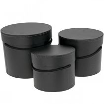 Confezione regalo Flowerbox rotonda nera Ø12,5/14,5/16,5cm set da 3