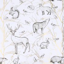 Prodotto Carta da regalo animali bianco grigio oro autunno inverno 200 cm