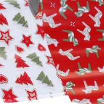 Carta da regalo Natale rosso, bianco 4 fogli in un set 50 × 70 cm