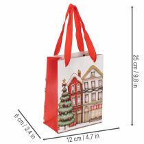 Prodotto Sacchetto regalo natalizio con casette e albero di Natale, 16 cm, 2 pezzi