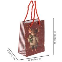 Prodotto Sacchetto regalo natalizio con motivo a topo, 16 cm, 2 pezzi
