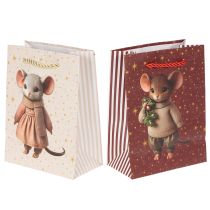 Prodotto Sacchetto regalo natalizio con motivo a topo, 16 cm, 2 pezzi