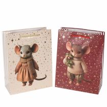 Prodotto Sacchetto regalo con motivo di topo e stelle per Natale, 24 cm, 2 pezzi