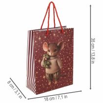 Prodotto Sacchetto regalo con motivo di topo e stelle per Natale, 24 cm, 2 pezzi