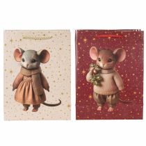Prodotto Sacchetto regalo con motivo di topo e stelle per Natale, 24 cm, 2 pezzi