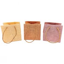 Prodotto Sacchetti regalo intrecciati con manici vaniglia arancio rosa 10,5 cm 12 pz