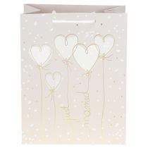 Prodotto Borsa regalo "Just married" con manici beige 18×10×23cm 2 pezzi