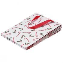 Prodotto Busta regalo natalizia con manici rosso bianco 24×18×8cm 4pz