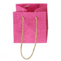 Sacchetti regalo con manici carta rosa giallo verde aspetto tessile 10,5 cm 12 pezzi