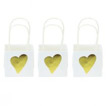 Prodotto Buste regalo con manici carta oro bianco cm 8,5×8,5×8 12 pz