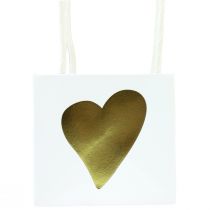 Prodotto Buste regalo con manici carta oro bianco cm 8,5×8,5×8 12 pz