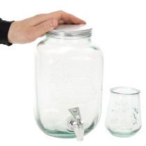 Prodotto Set dispenser in vetro con rubinetto e 4 bicchieri H25,5cm
