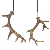 Prodotto Ciondoli decorativi rustici a forma di corna di cervo per parete o albero, 15 cm, 6 pezzi