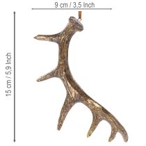 Prodotto Ciondoli decorativi rustici a forma di corna di cervo per parete o albero, 15 cm, 6 pezzi