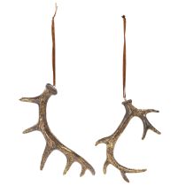 Prodotto Ciondoli decorativi rustici a forma di corna di cervo per parete o albero, 15 cm, 6 pezzi