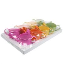 Prodotto Annaffiatoio decorativo colorato, Ø11cm, H9,5cm, per piantare, decorazione da tavola primaverile, metallo, set da 8