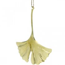 Prodotto Ciondolo foglia di ginkgo, decoro dell&#39;Avvento, decoro in metallo per l&#39;autunno Dorato L12cm 12 pezzi