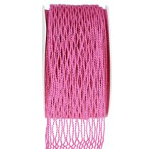 Prodotto Nastro a rete, nastro a griglia, nastro decorativo, rosa, rinforzato con filo metallico, 50 mm, 10 m