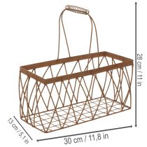 Prodotto Cestino in filo metallico, effetto ruggine, 28x13,5x14 cm, 2 pezzi