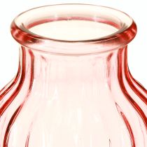 Prodotto Vaso per fiori in vetro retrò rosa tinto Ø11cm H14,5cm 2 pezzi